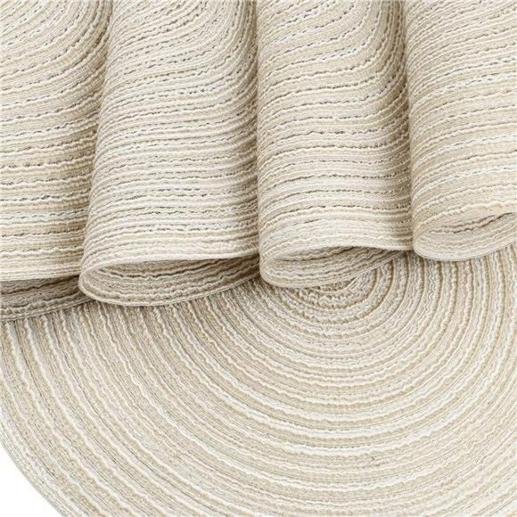 14 " Round Placemats Heat-Resistant Stain Resistant Anti-Skid (Beige, Set of 6) - Picture 6 of 6